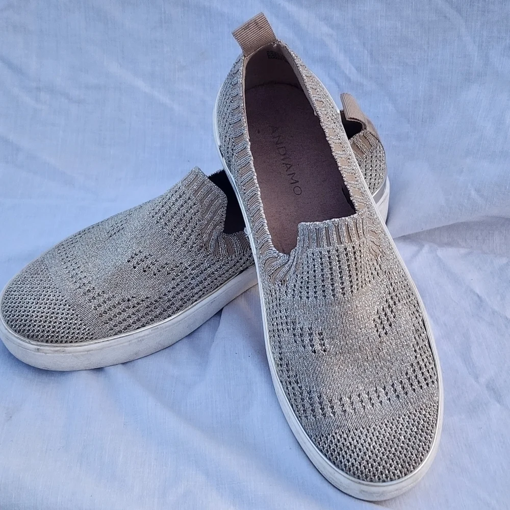 Andiamo Gold Shimmer Mesh Stretch Pull on Casual Shoe Sz 7.5